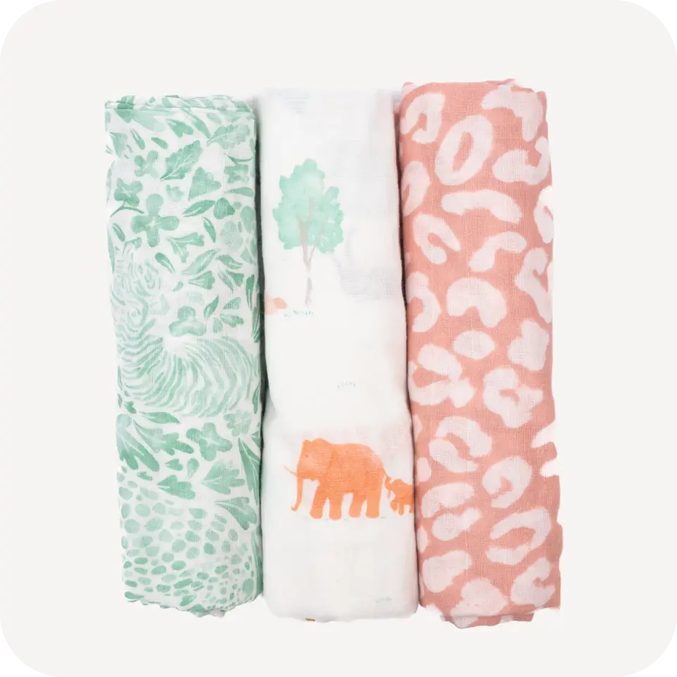 Jungle Safari muslin swaddle set of three