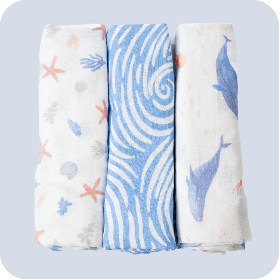 Underwater Life muslin swaddle set of three