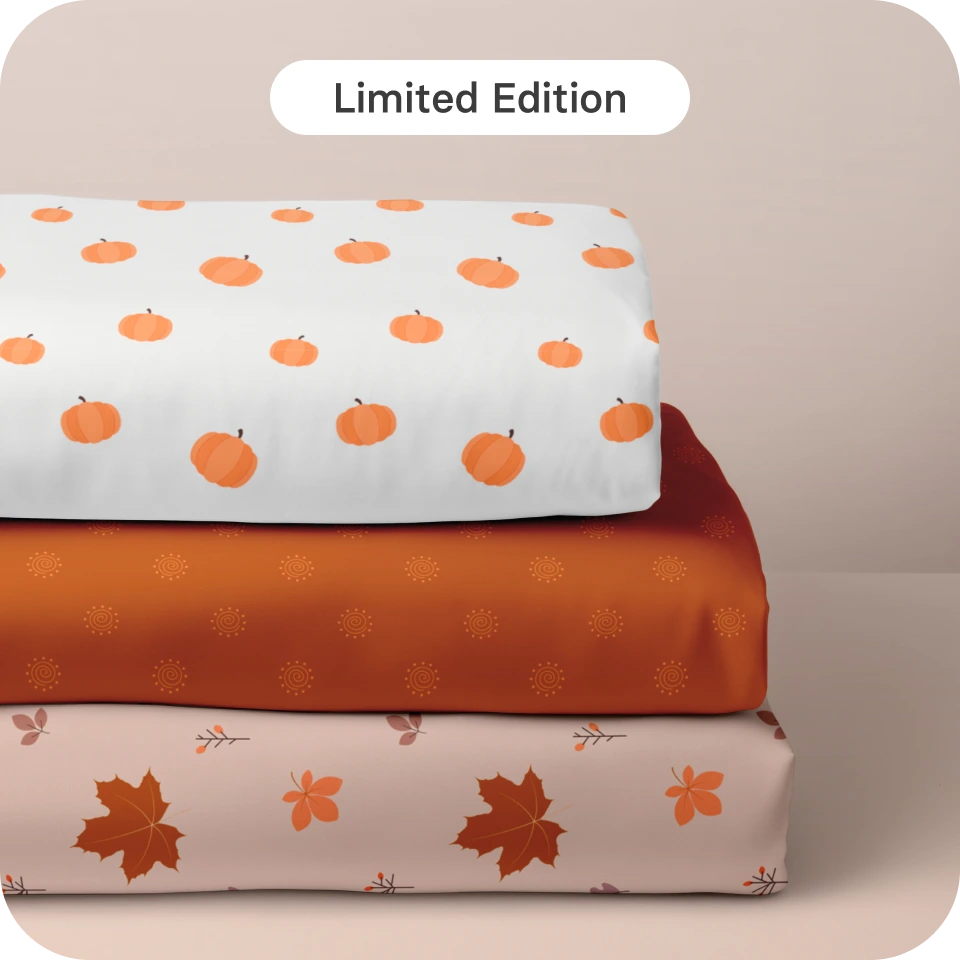 Festive Fall printed fitted sheet set of three (limited edition)