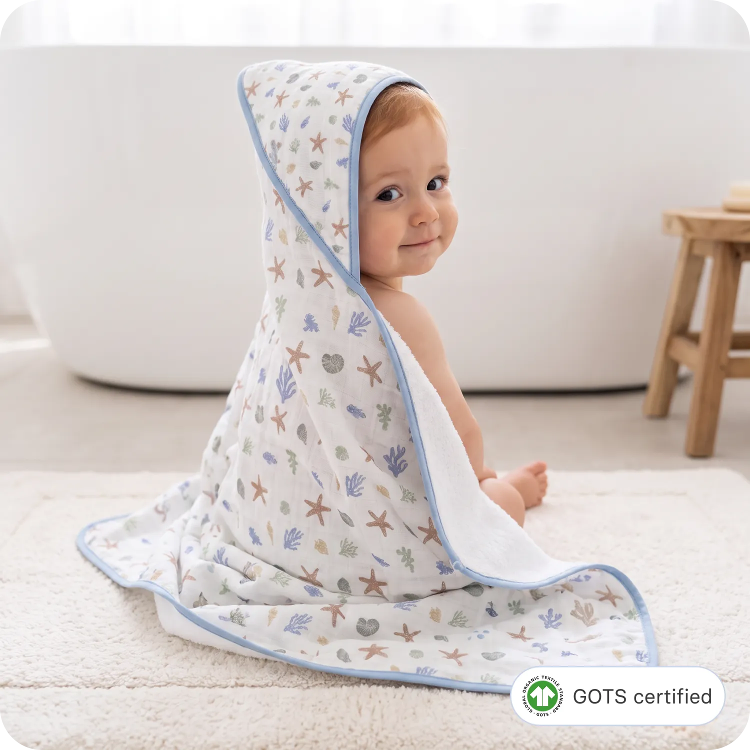 Ocean Life hooded baby towel